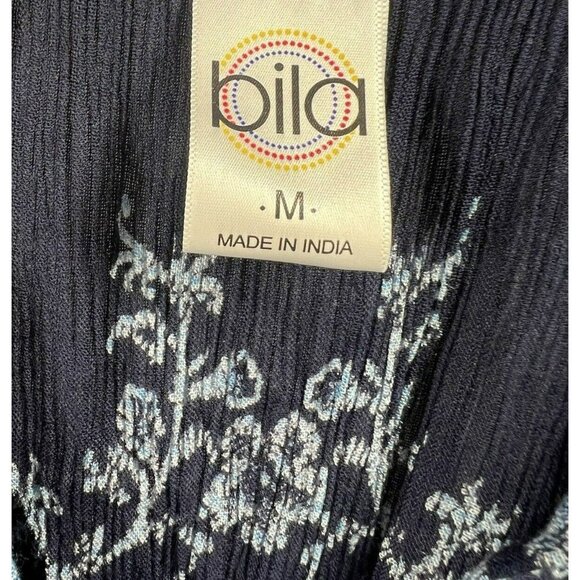 Bila Women's Maxi Dress Size Medium Blue Floral Sleeveless Boho Handkerchief Hem - Picture 3 of 9